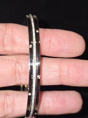22kwgp Dubai Jewelry Silver-Tone Crystal Accent Women's Bangle Bracelet
